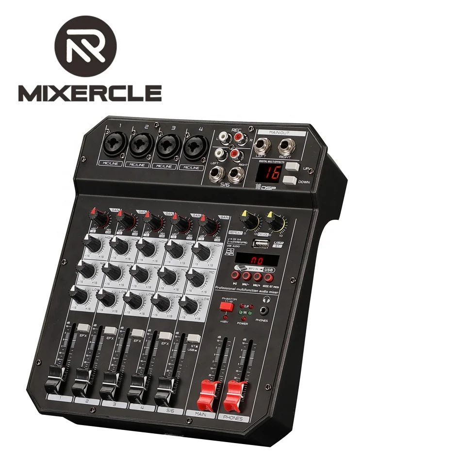
KM-6,Brand New Mini Mixer Audio Professional Digital Portable Sound Mixing Console with Sound Card ,Interface Mixer Audio 