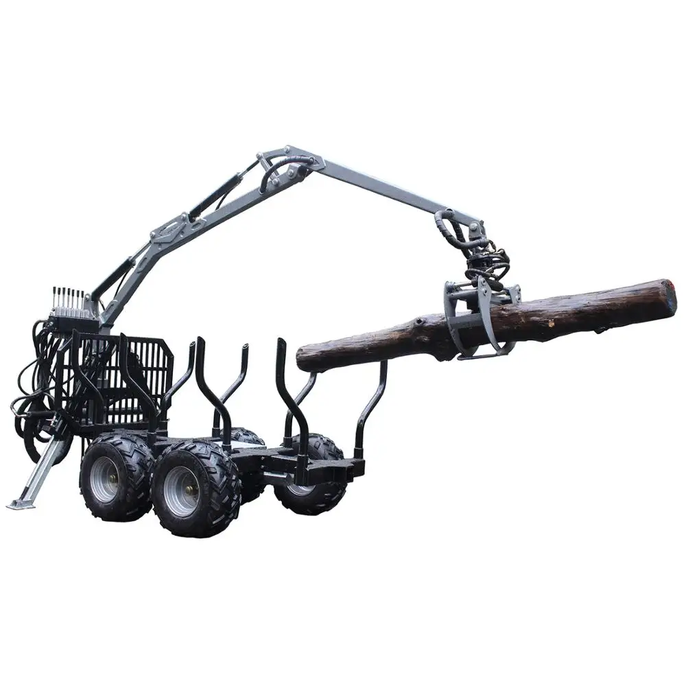 Small log trailer with crane / ATV forestry trailer with crane winch / ATV logging Equipment