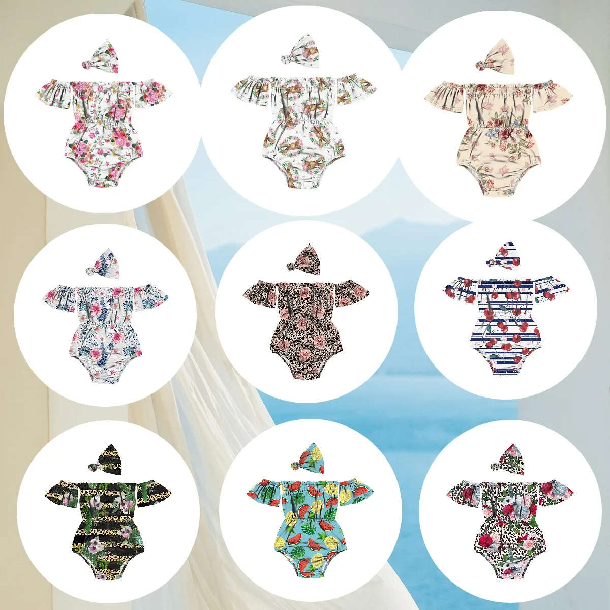 Новый Детский боди с рисунком Фламинго; Органический принт открытыми плечами; Летний комбинезон для малышей повязкой на голову; Одежда из полиэстера новорожденных