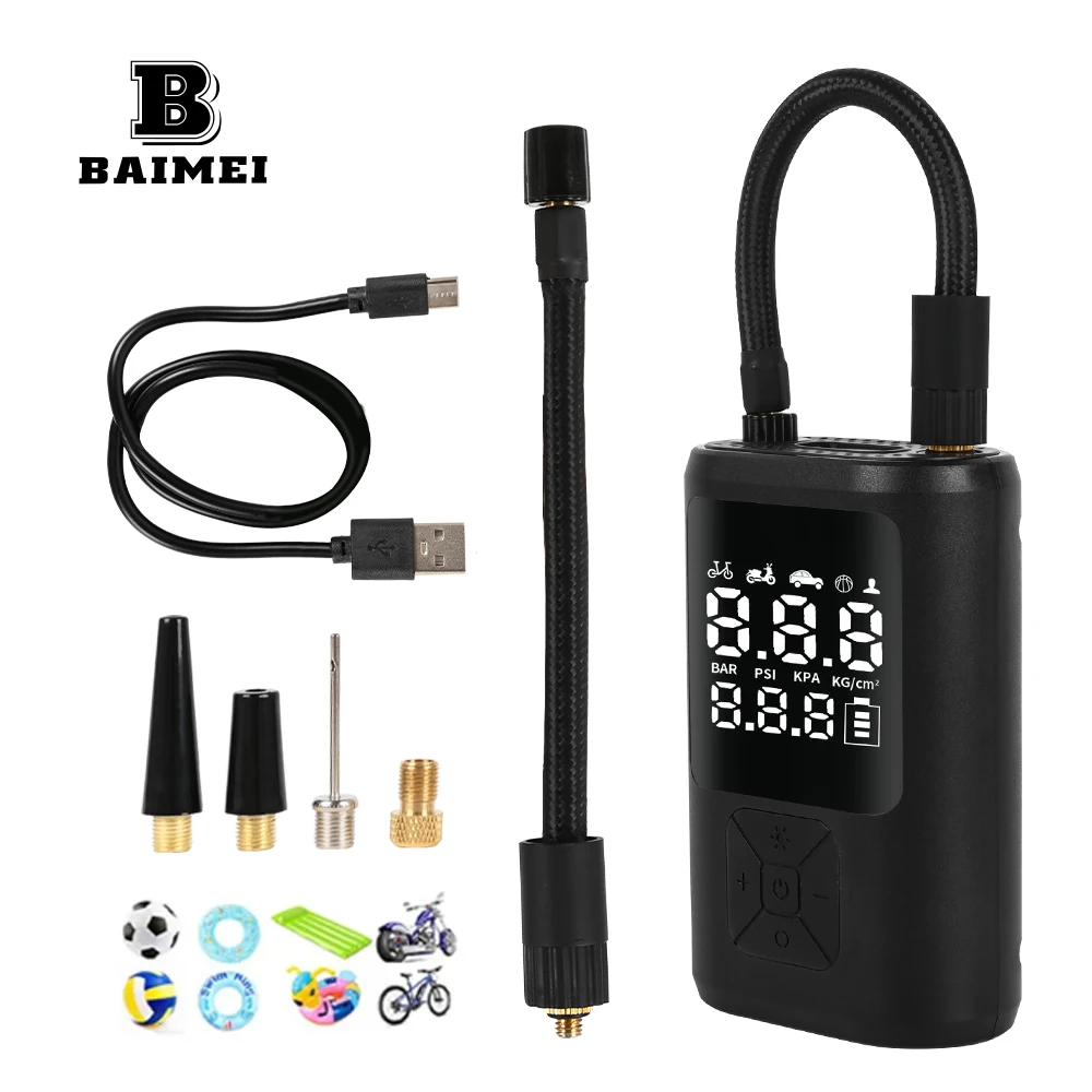 BM Mini Wireless Electric Portable Rechargeable Car Air Compressor Pump Digital Tire Inflator For Car Bicycle