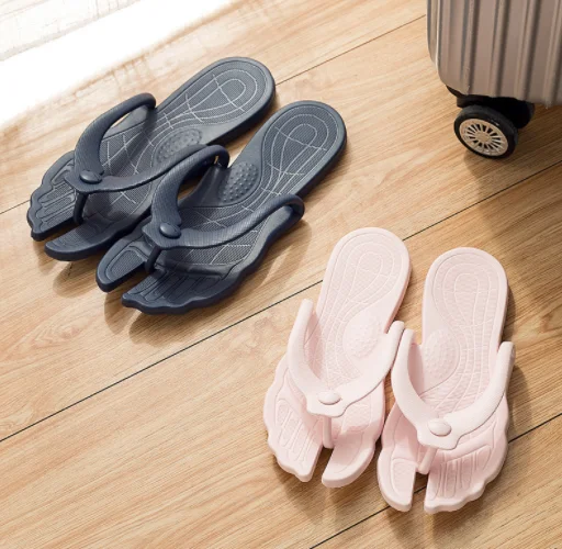 Summer fashion travel folding flip flops indoor and outdoor non-slip breathable swimming beach slippers for men and women