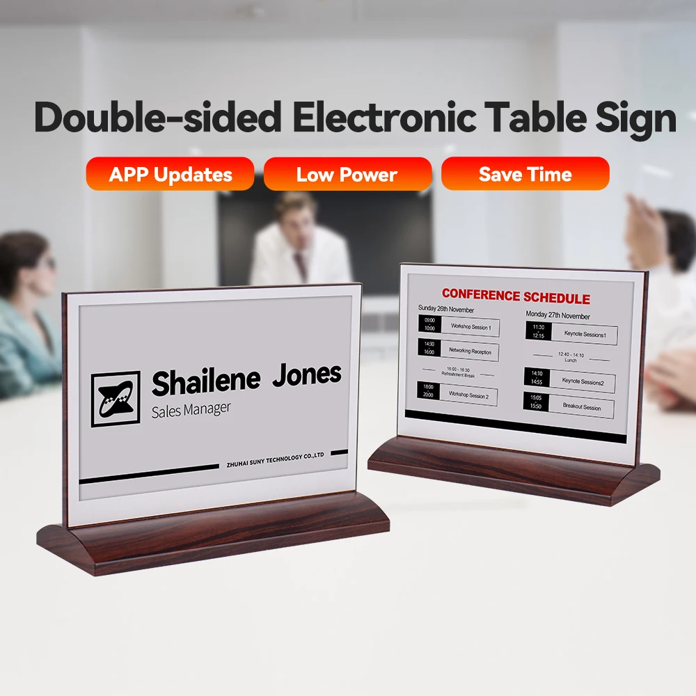 Electronic Digital Sign Table Toppers Desk Name Plate Intelligent Conference Electronic Table Name Card For Meeting