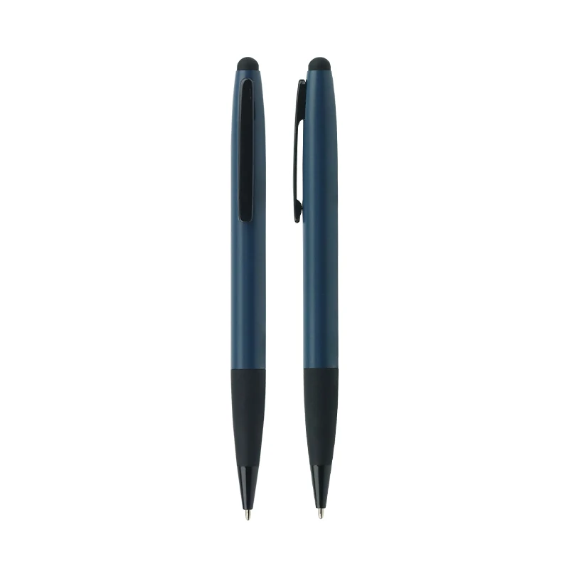 Soft touch screen good writing custom logo matte surface metal ballpoint pen with stylus touch screen for phone&laptop
