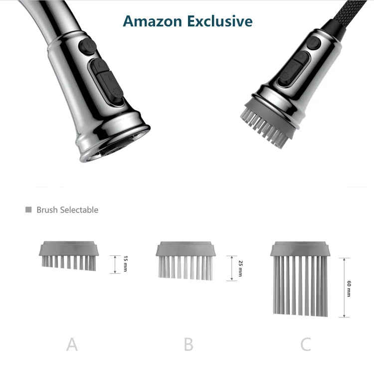 AK4 Kitchen Sink Faucet Spray Head Replacement Pull Out Spray Head With Brush 4 Modes Pull Down Faucet Spray Nozzle