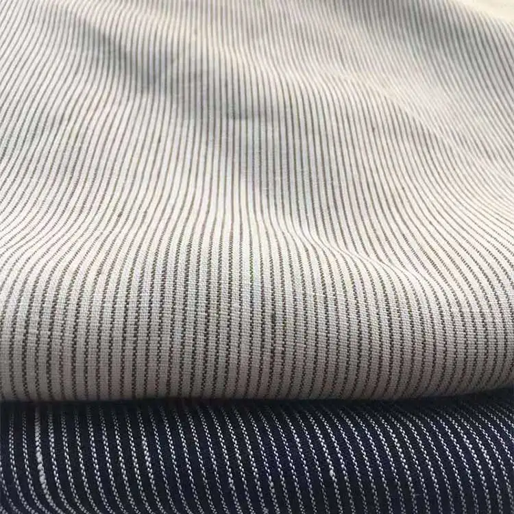 New arrivals linen cotton blend plain Bedding garment material yarn dyed striped cotton poplin shirt fabric