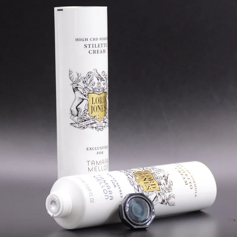 Factory direct supply 50ml empty tube white aluminum laminated tube cosmetic packaging with black cap