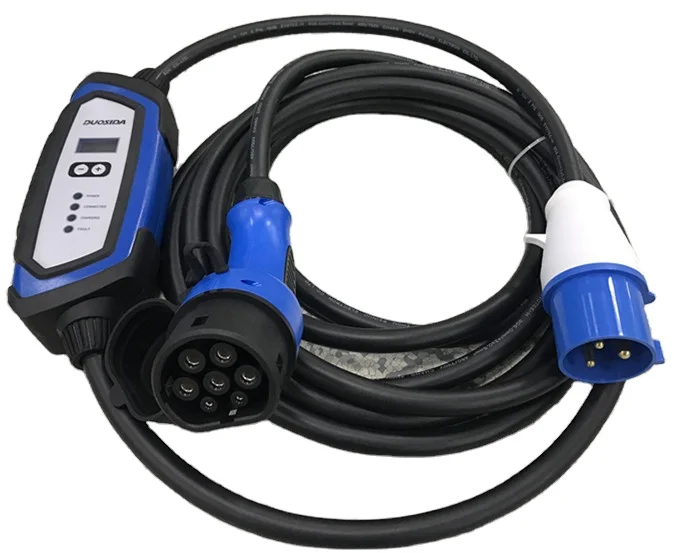 DUOSIDA Blue CEE Plug Cintrol Box with 32A 7kw EV ROHS Charger SAEJ 1772/IEC Plug 32 Household Car Charging Mode 2