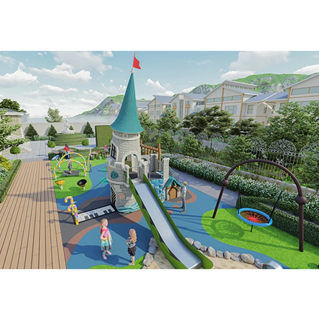 
COWBOY adventure castle playground Children Outdoor Playground Slide Equipment kids theme park 