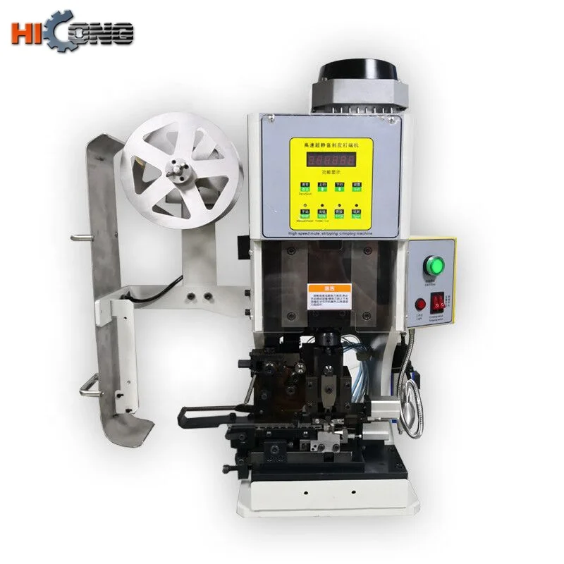Electrical wire striping and crimping machine