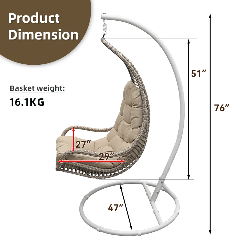Higher Quality Outdoor Garden Patio Swing Set Rattan Hanging Chair Outdoor Swing Chair Swing Chair with Stand