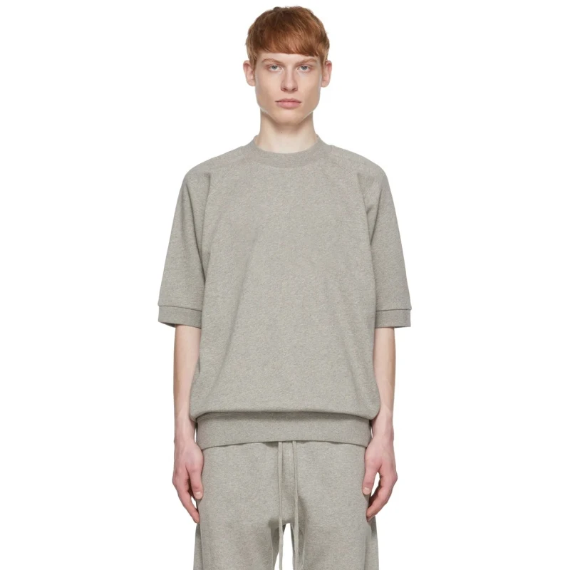 Wholesale Thick French Terry Fabric Short Sleeve Blank Casual T Shirt Men