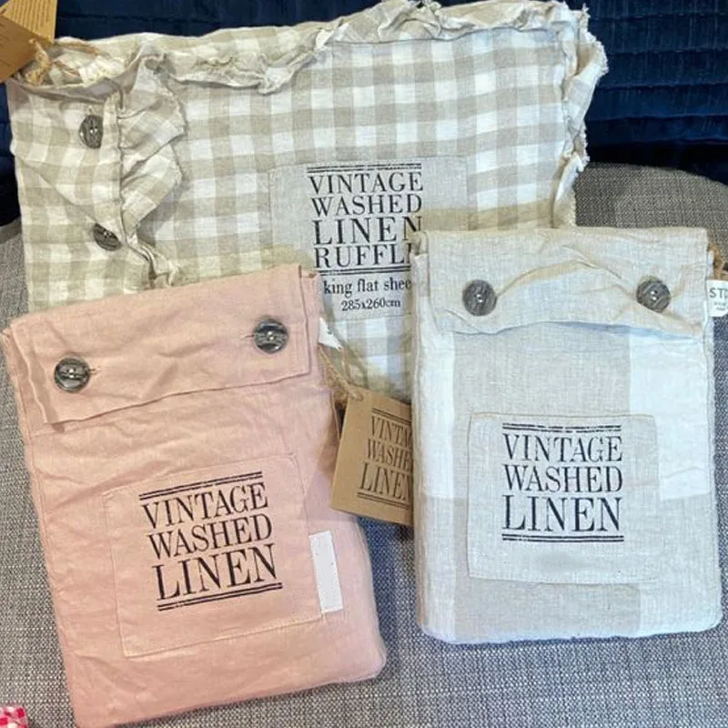 Custom LOGO Organic linen bedding set bed linen and 100% linen sheet set wholesale