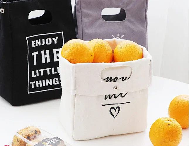 Insulated carrying thermal cooler canvas picnic bag portable school office lunch tote bags