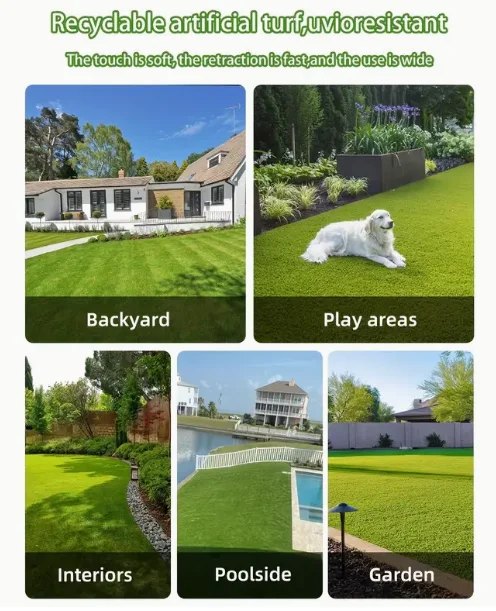 Three Colors Green Color Dtex and Density Customized Decorative Grass 3/8 Gauge Leisure Grass