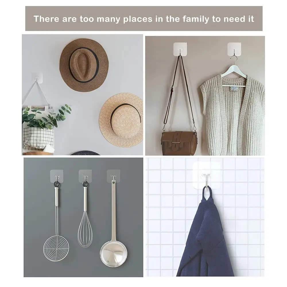 Plastic Self Adhesive Hooks for Wall Heavy Duty Clothes Hanging Wall hangings Kitchen Accessories Bathroom Items