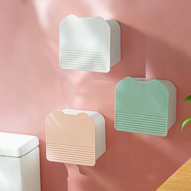 New Wall mounted Sanitary Napkin Storage Holder Flip Dustproof Sealed Cosmetics Storage Box