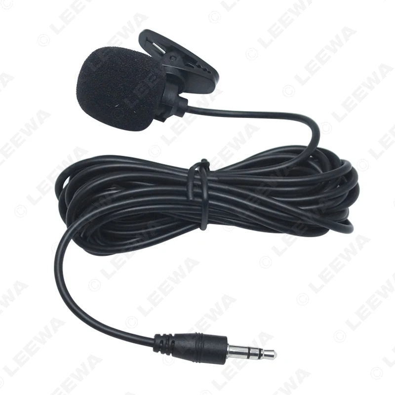 3.5mm TRS Microphone Kit Clip-On For Car GPS Interior Handsfree Calls With Jack and 3M Cable