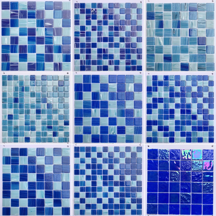 Wholesale Price Outdoor Aqua Green White Blue Iridescent Crystal Glass Swimming Pool Mosaic Tile