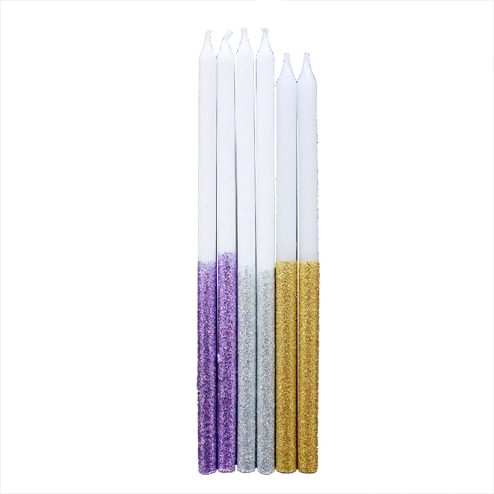 Three colors glitter  birthday candles