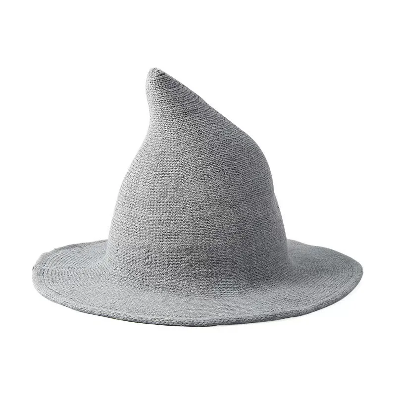 Wool wizard hat popular style Halloween witch hat cross-border all-match big brim knitted personality all-match wizard Hats