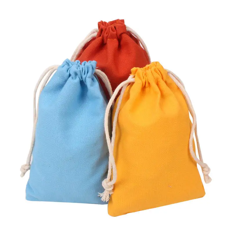Muslin Calico Canvas Small Custom Cloth Drawstring Organic Cotton Drawstring Bags