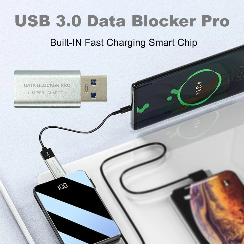 Super Charger  5V-20V 2A-5A GE04 Metal USB 3.0 Data Blocker Pro with Custom Logo Printing
