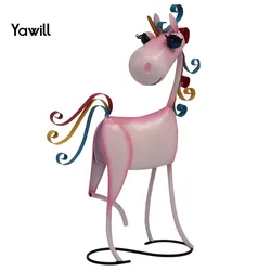 Yawill Metal Unicorn Garden Decor Unique Pink Unicorn Shape Metal Standing Decor