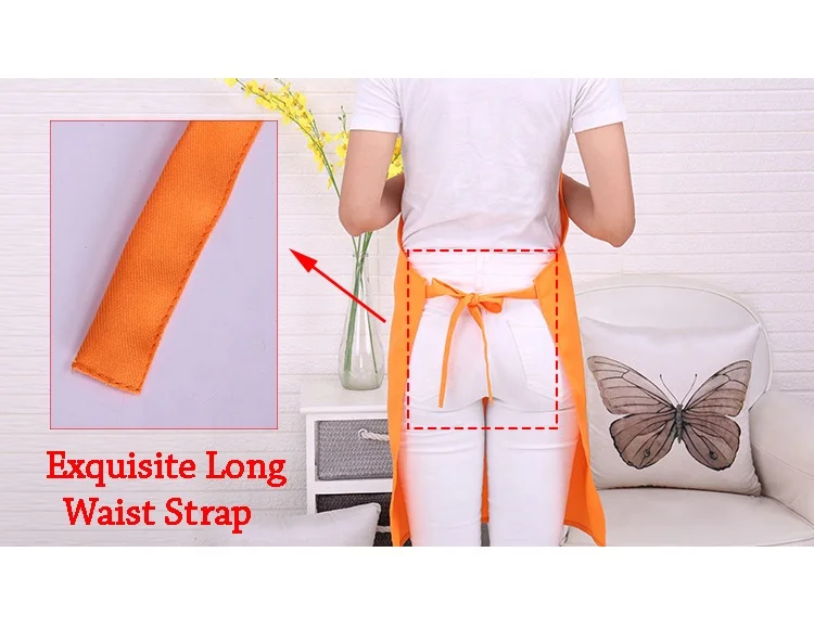 Cheap Promotion Custom Logo Polyester Cotton Kitchen Cooking Apron with Pockets