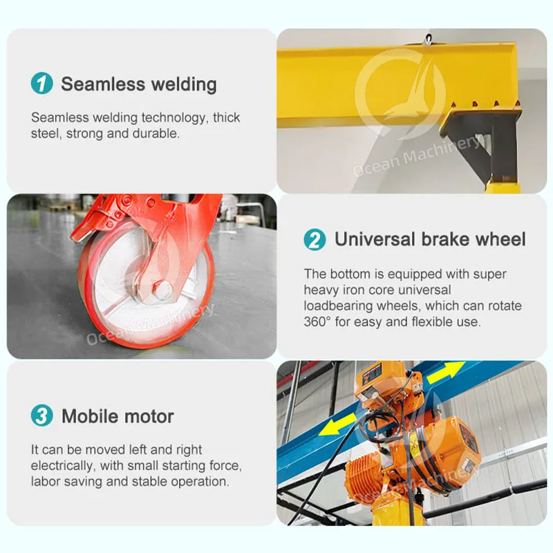 OCEAN Portable Aluminum Gantry Crane Design Small 2 Ton 7 Ton 10 Ton Gantry Crane with Electric Hoist Price