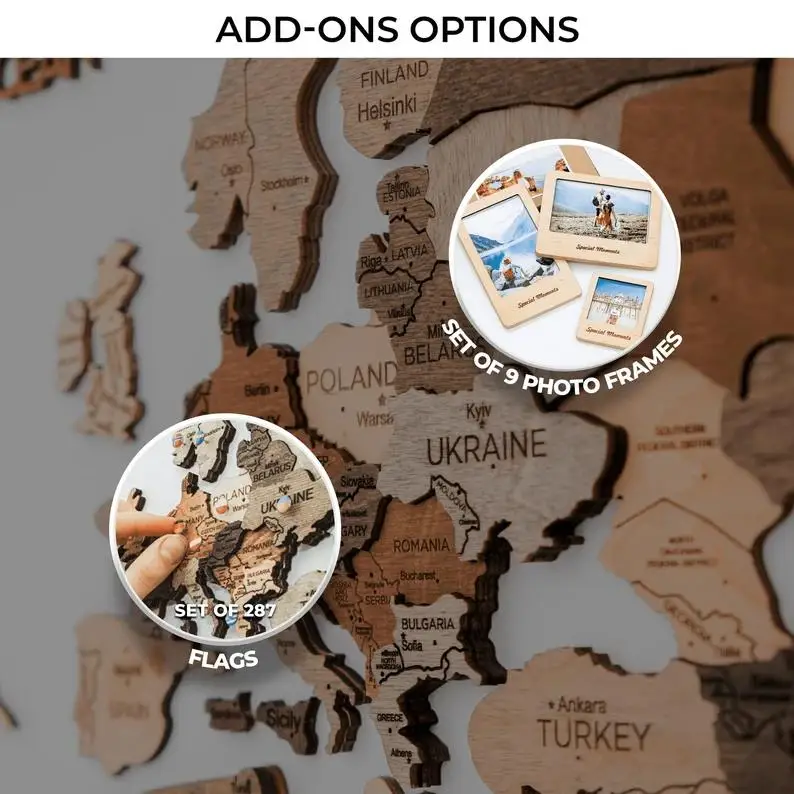 Chunlei OEM mapa del mundo New Style 3D Wood World Map With light Home decor