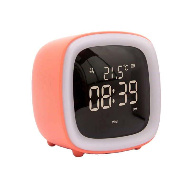 Modern Cute Kids Quartz Alarm Clock with Night Light Digital Bedside Clock Inspired by TV Bedroom Design