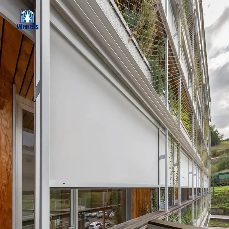 Windproof/Waterproof Sunshades Channel Guided Custom Zipper Outdoor Roller Blinds  For Terrace  Patio