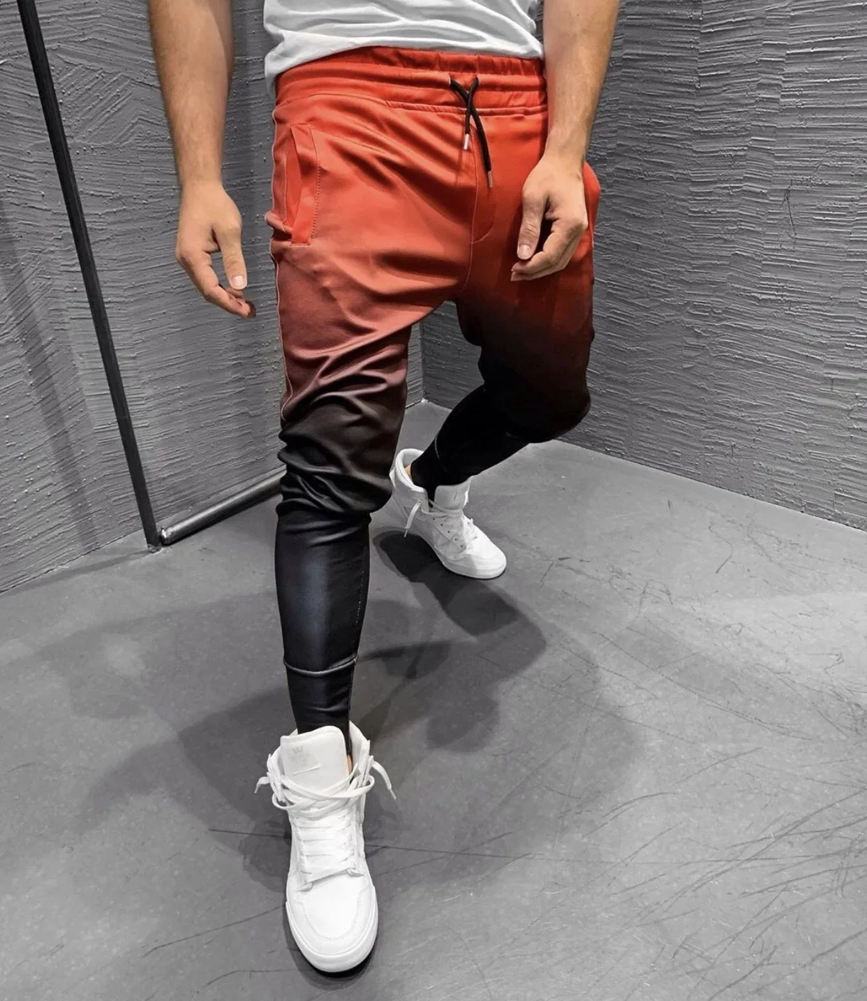 QC New streetwear male hip hop cargo trousers sports basketball harem pant gradient cargo pants for men