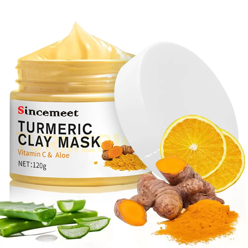 OEM Wholesale Private Label Organic Brighten Black Head Removal Anti Aging Anti Acne Vitamin C Turmeric Clay Mask