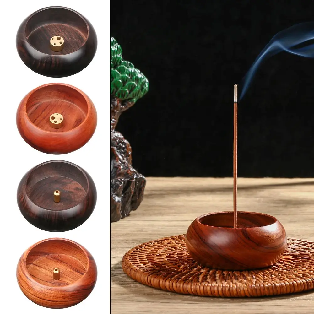 Vintage Ebony Rosewood Wooden Censer Stick Holder Mini Perforated Aromatherapy Oven Joss Box Incense Burner Desk