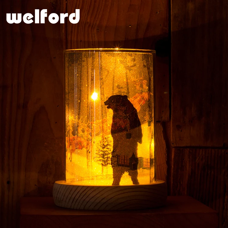 Китайский поставщик золотые огни, домашний декор свет, Зимний Медведь Роскошные стекло настольная лампа