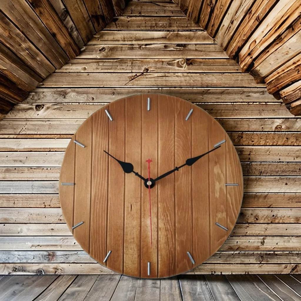 Classic Wooden Clock Round Minimalism Wall Clock Best For Home Living Room Decorative Design Wood Wall Clock