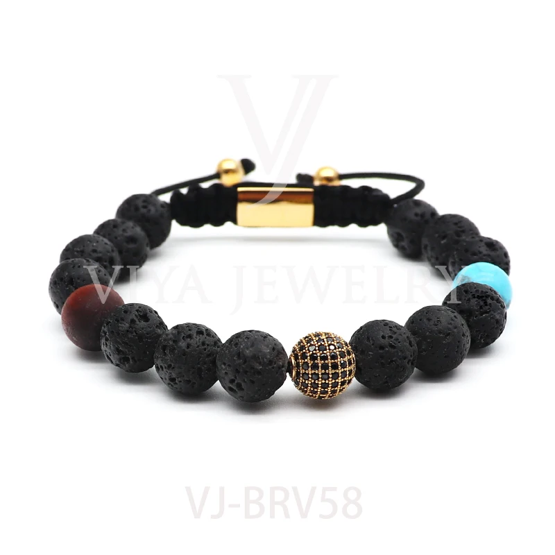 Wholesale Handmade Bead Stone Bracelet Fashion Agate Stone Lava  Bracelet