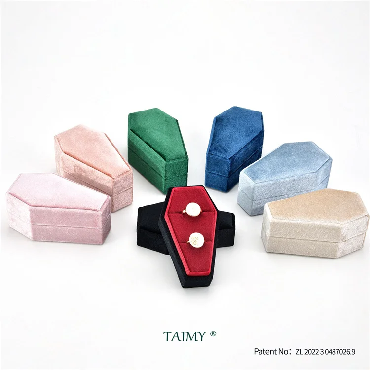 Custom Logo Custom Design Jewelry Case Bulk Rings Earrings Pendant Necklace Coffin Jewelry Case