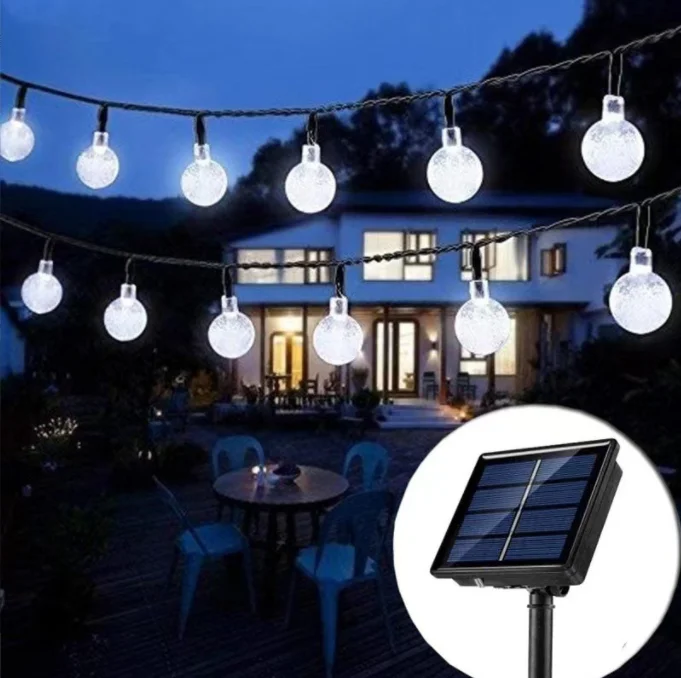 outdoor waterproof led 20ft 30 Crystal Balls Solar Globe LED Fairy String Light solar garden lights