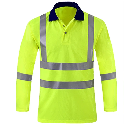 Hi-Vis Safety Polo Shirt High Visibility Construction Work Shirt with Reflective Strips