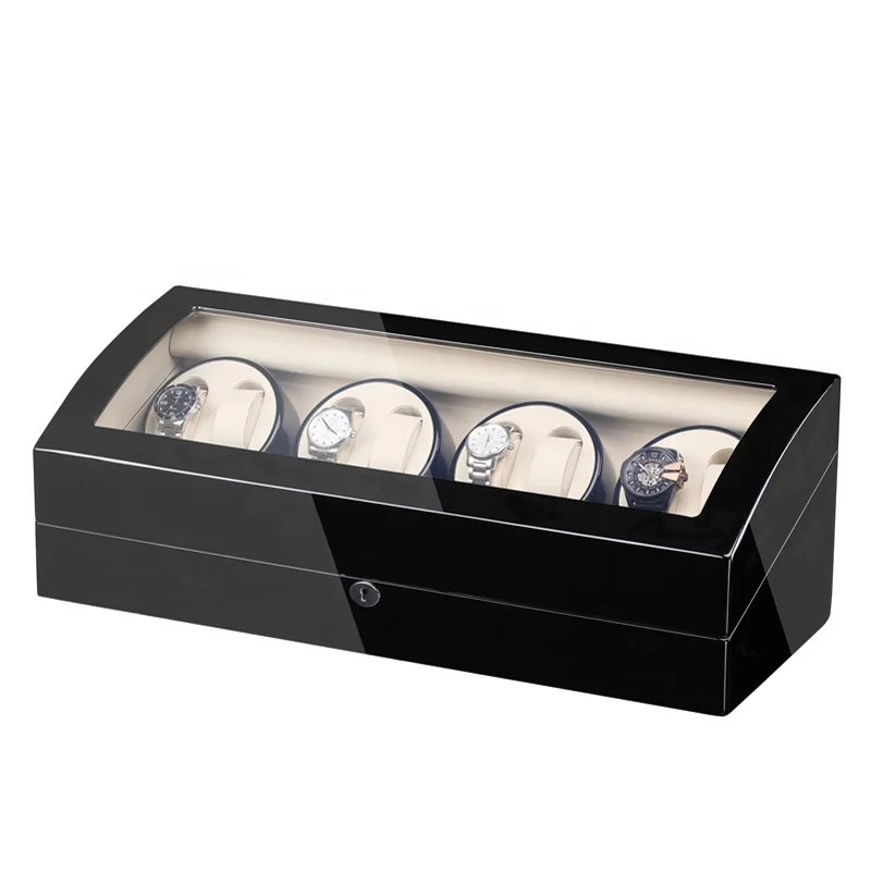 Custom Deluxe Black Wooden 8+9 slots Automatic Watch Winder Case Gyro