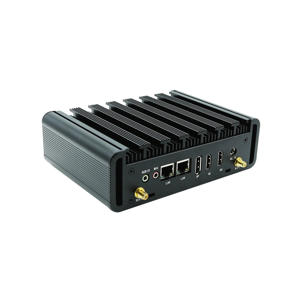 Multi Display  Mini PC I-ntel N100  Dual RJ45 Lan  M.2 slot for NVME 2280 SSD Low Cost  And Low Power Consumption Fanless PC