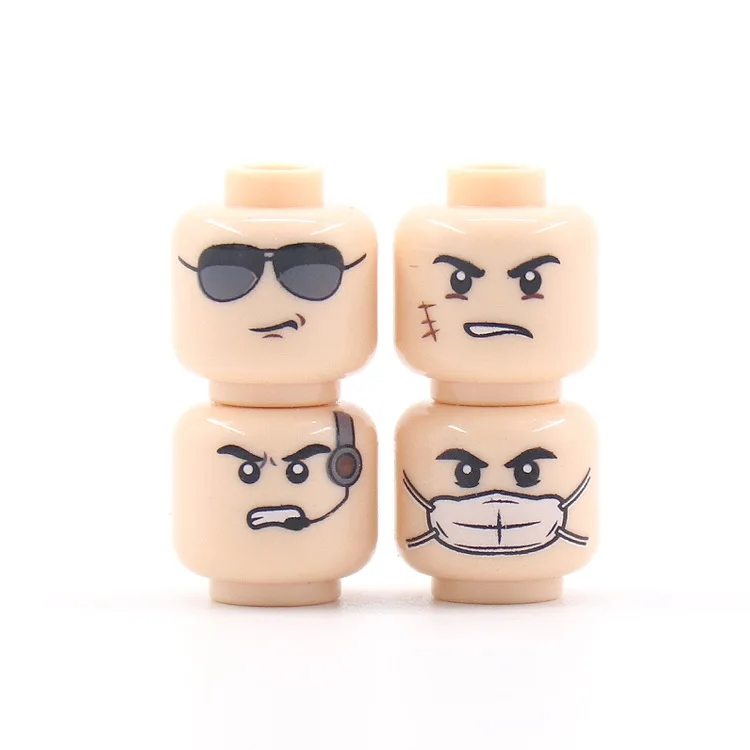 4pcs/lot expression head soldier warrior pirate mini building blocks figure accessories children educational toys gift