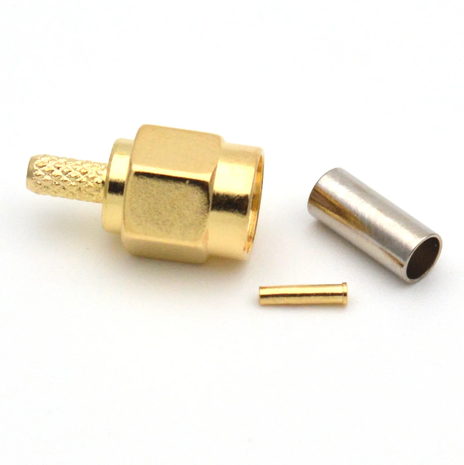 Brass RP SMA Male Plug RP-SMA Jack Crimp for RG174 RG316 LMR100 Cable SMA RF Straight Gold Connector