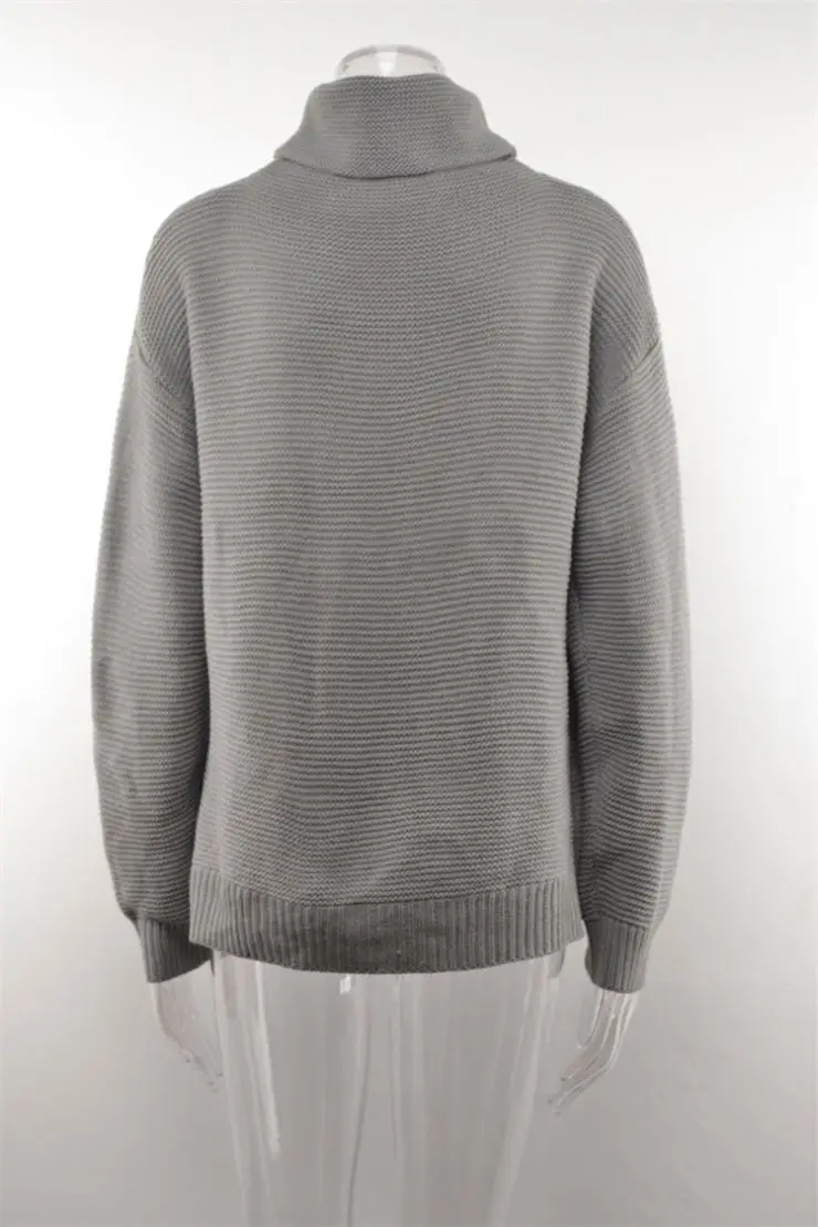 Womens fall Slouchy Drop shoulder Loose Oversize Chunky Knit cat print front Turtleneck long Sleeve Pullover Sweater Jumper Tops