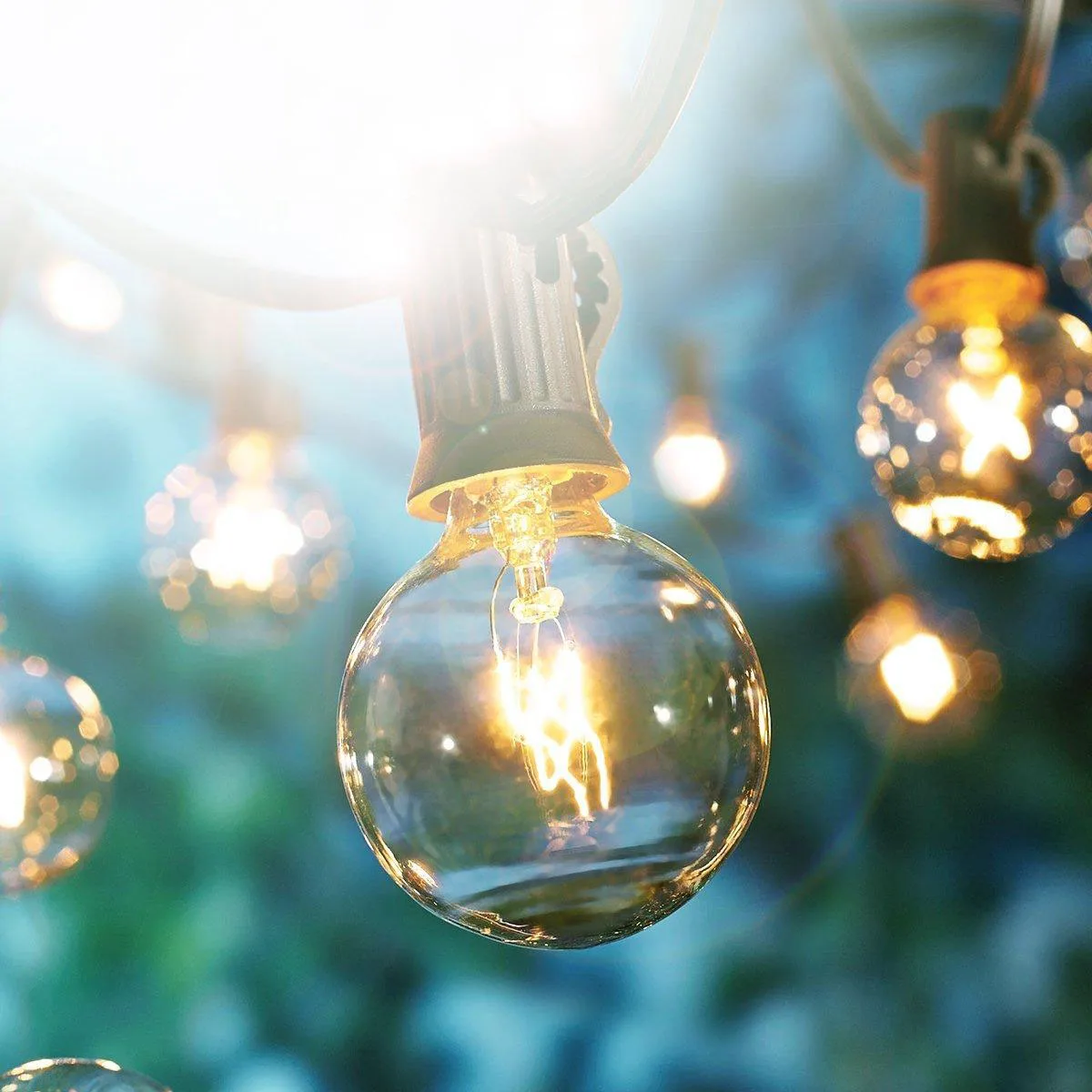 
25ft 48ft Clear Bulb LED G40 globe solar led string lights outdoor holiday decoration garland g40 string lights 