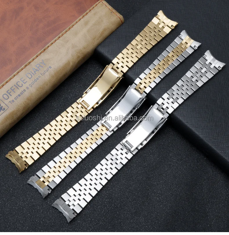 High Quality Stainless Steel Watch Strap For Ro-lex Original Watch Metal Chain With 5 Bead Steel Solid Folding Clasp 20mm
