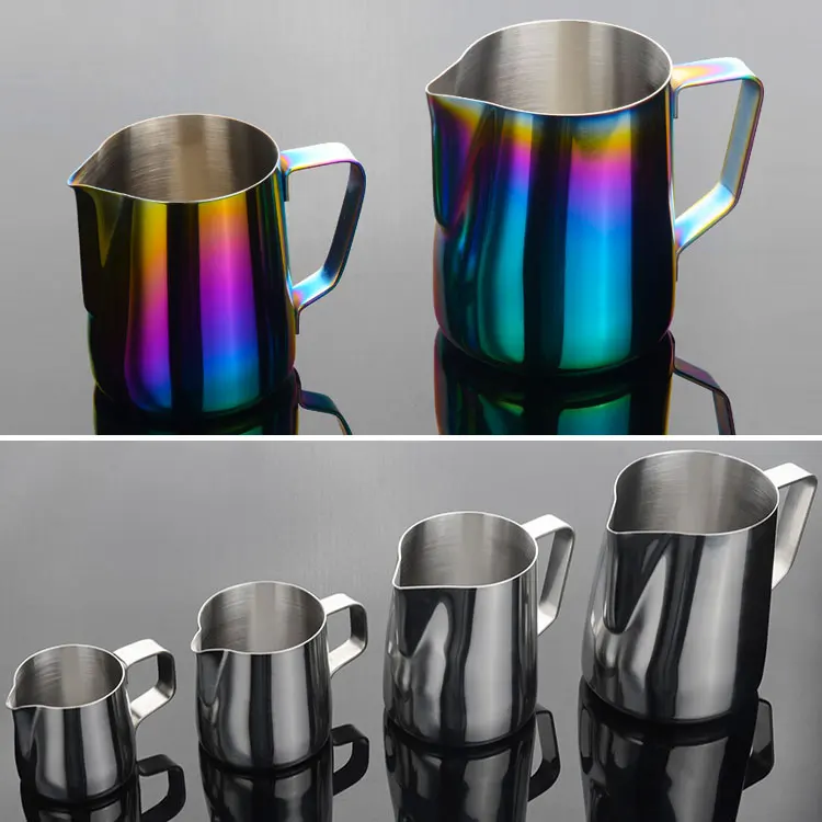 100ml-1500ml Milk Pitcher Custom Color Stainless Steel Coffee Milk Jug Barista Milk Frothing Pitcher Latte Art Pitcher