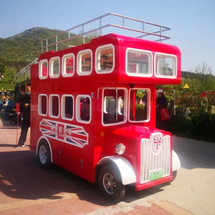 Amusement park outdoor battery powered electric double deck tourist sightseeing london bus